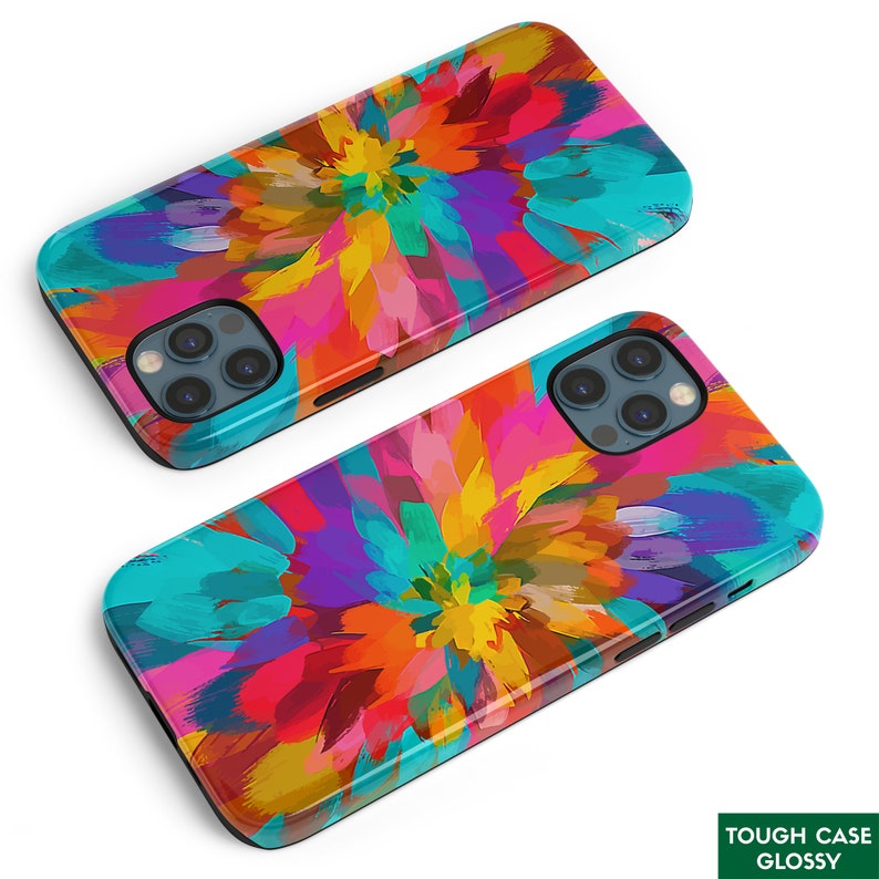 Summer Colorful iPhone Case 11/12/13/14/Plus/Pro/Max/Mini/8/X/XS/XR Dual Layer Bright Phone Cover Glossy/Matte Abstract iPhone TOUGH Case Glossy