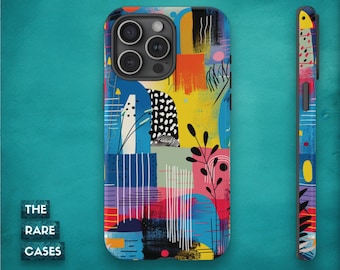 Abstract Color Pop Tough Case - Artistic Design for iPhone 12/13/14/15, Samsung S24/S23/S22, Pixel 8/7/6/5