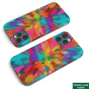 Summer Colorful iPhone Case 11/12/13/14/Plus/Pro/Max/Mini/8/X/XS/XR Dual Layer Bright Phone Cover Glossy/Matte Abstract iPhone TOUGH Case Matte