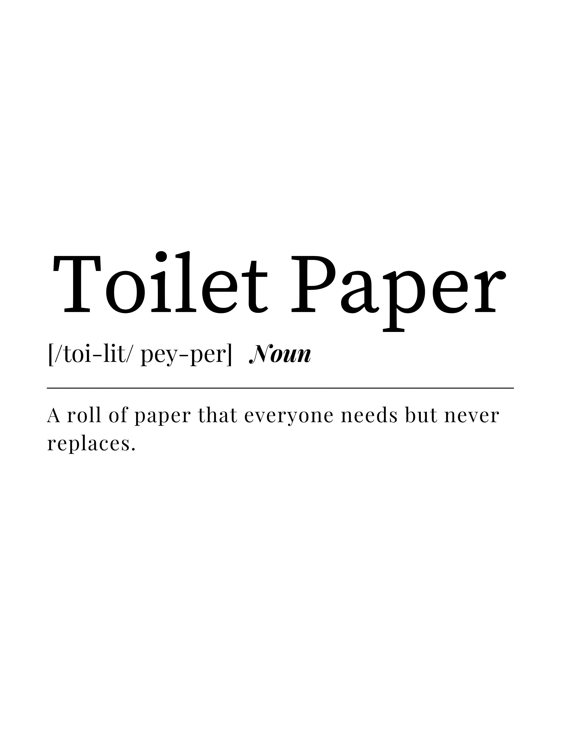 Printable Art Toilet Paper Definition Print Wall Art Prints Etsy