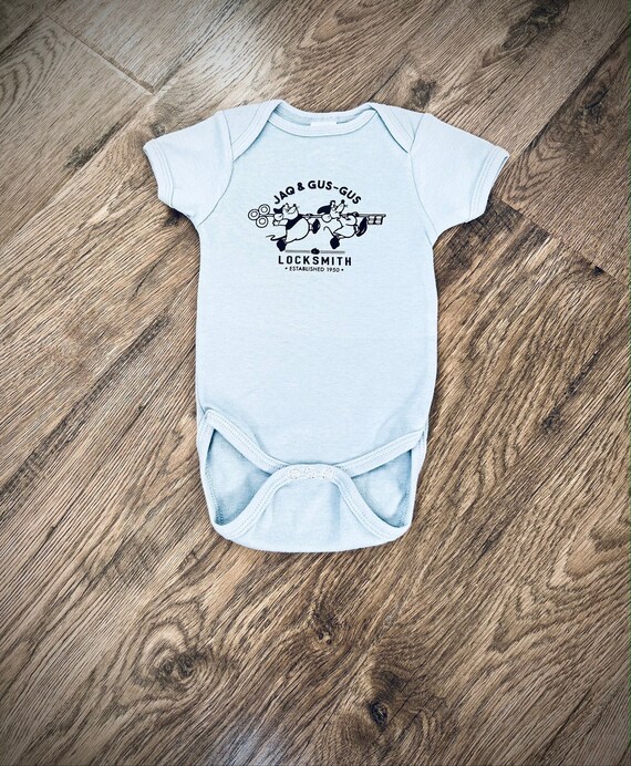 Cinderella Jaq and Gus gus Locksmith Baby Onesie Cinderella Gus