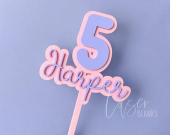 Number + Name Cake Topper | Personalised Script Lettering