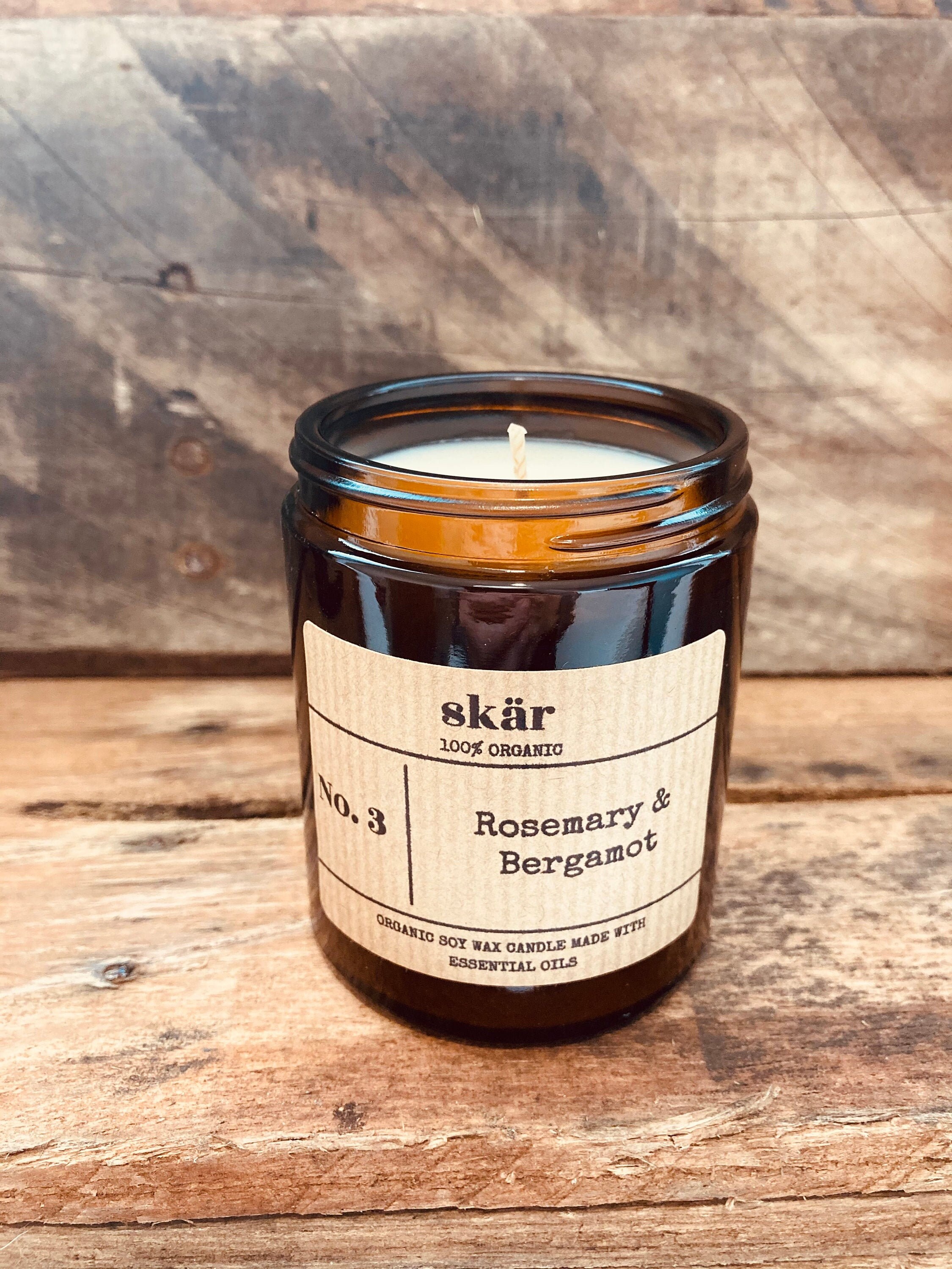 Rosemary & Bergamot Essential Oil Aromatherapy Candle 100 Etsy