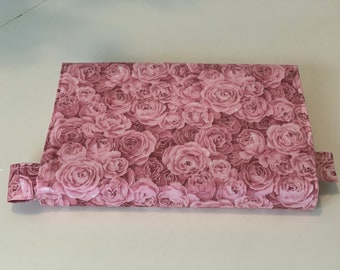 Book Cover Pink Roses - Lined with Sewn-In Bookmark