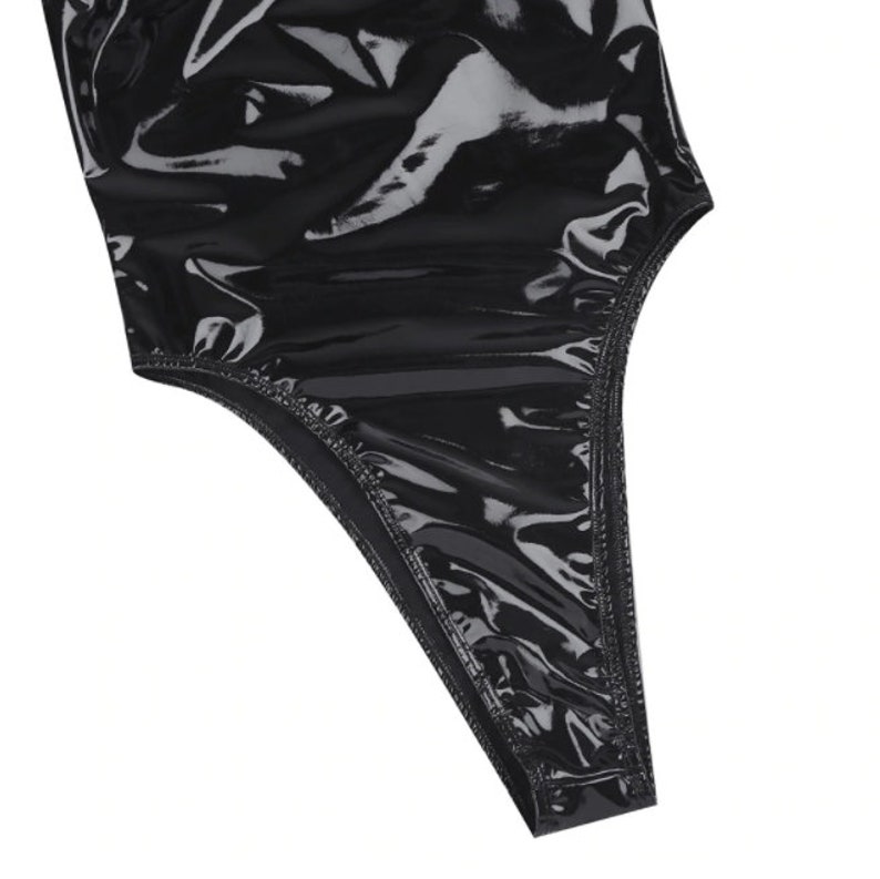 Women’s Latex Swimsuits Lingerie Wetlook Leather High Cut | Etsy