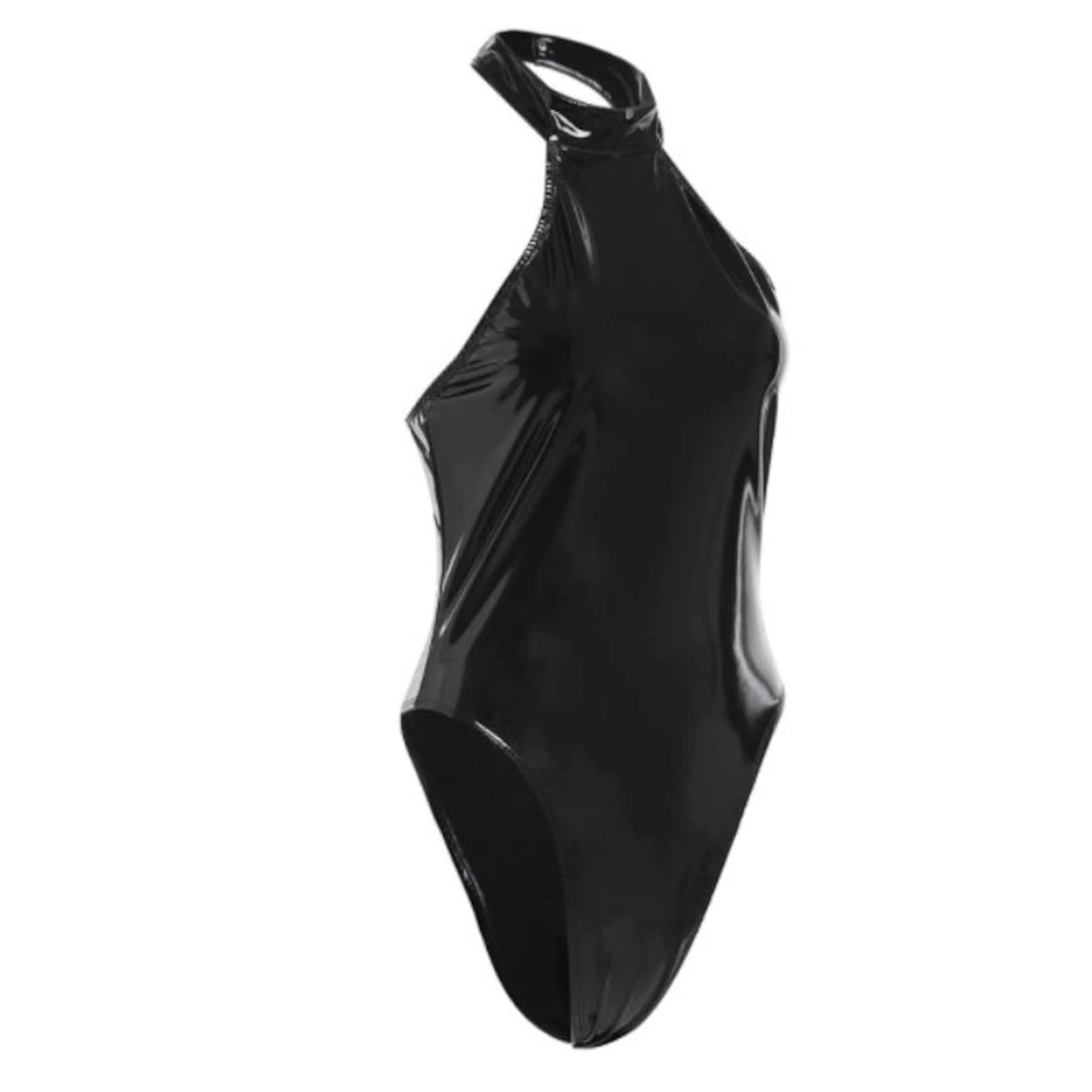 Women’s Latex Swimsuits Lingerie Wetlook Leather High Cut | Etsy