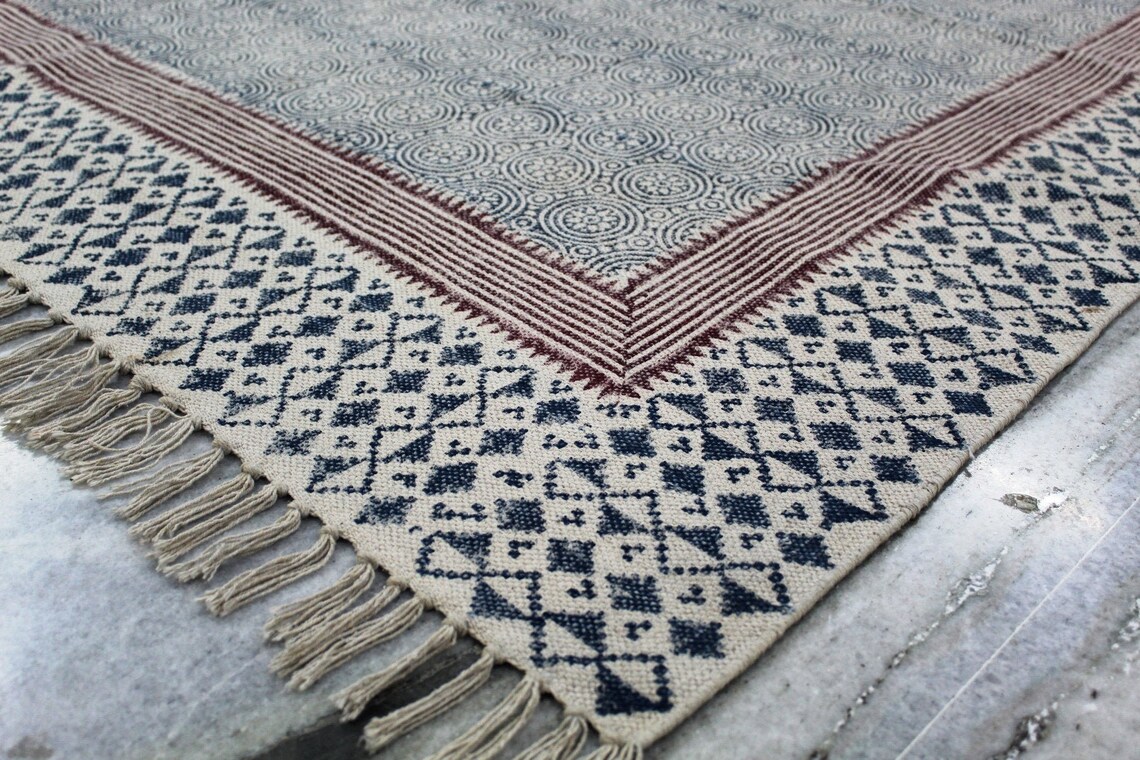 8x8 Square Rug 8x8 Rug Handmade RugIndian Rug Block Print Etsy