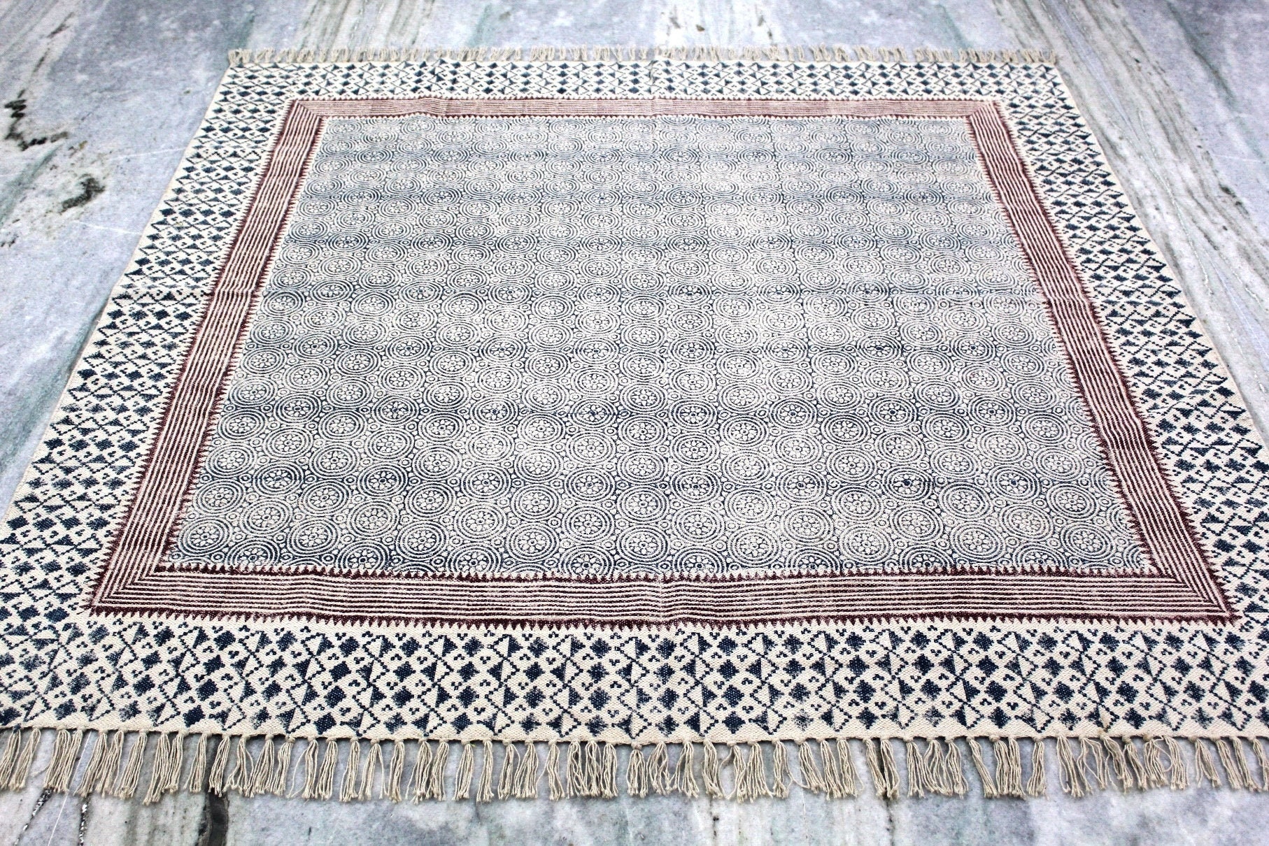 8x8 Square Rug 8x8 Rug Handmade RugIndian Rug Block Print Etsy