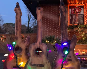 Reclaimed Wood Guitar Birdhouse, Handcrafted Music City Decor