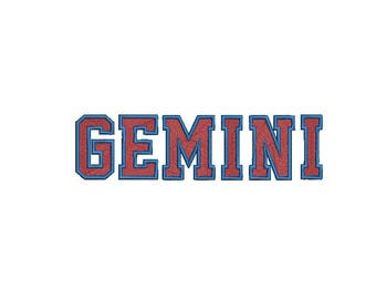 Gemini Varsity Font Embroidery Design (EMB, DST) instant Digital Download