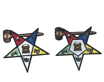 OES Order of Eastern Star Matron Embroidery Patch 3" for Crocs designs, Jackets, Sweatshirt Patches DIY 2 pentagon Style, Chest size logo