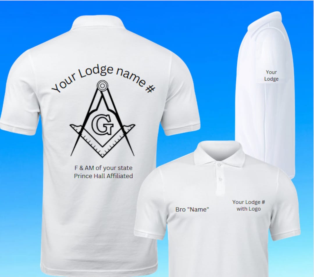 Polo Style Masonic Shirt, Mason Personalized Square & Compass