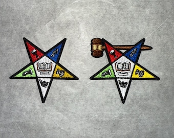 OES Order of Eastern Star Bible Center design Embroidery Patch 3" for Crocs designs, Jackets, Sweatshirt Patches DIY 2 pentagon Style.