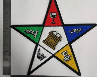 OES Order of Eastern Star Chenille Patch, Jackets, Sweatshirt Patches DIY pentagon up