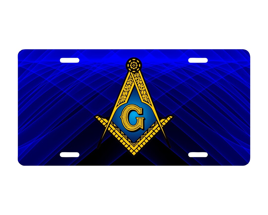 6x12 Inch Front Plate Freemason Logo Aluminum License Plate - 6x12