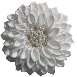 OES Order of Eastern Star all white Esther Day pearl design center faux pearl brooch,  flower corsage broach pin