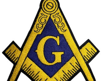 Masonic Compass and Square Chenille Patch, Jackets, Sweatshirt Patches DIY Large 11.5 x 11.5 inches