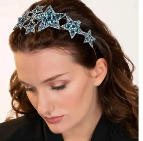 Bridal Tiara Blue Topaz Beautiful Tiara Jewelry Victorian Handmade