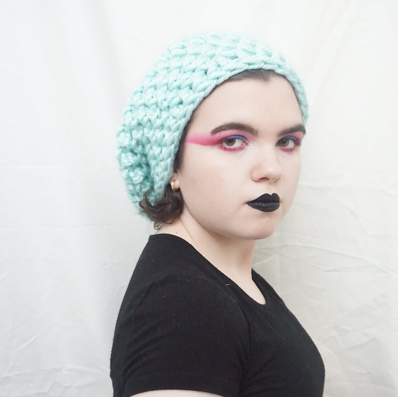 Handmade oversized hat Pastel handmade hat Pastel oversized hat Crochet hat Pastel hat Pastel Blue Crochet Slouchy Hat