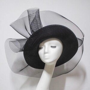 Czarny welon na wyścigi konne Del Mar, elegancki kapelusz, wesele, kościół, Royal Ascot, imprezy koktajlowe, przyjęcie herbaciane, formalne, okazje do noszenia kapelusza