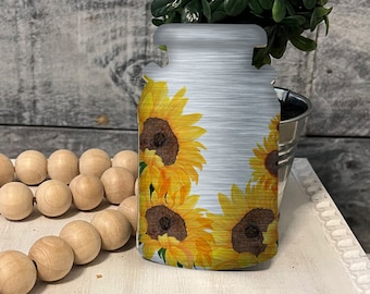 Sunflower Milk Can Shaped Tiered Tray Hardboard Ornament Decor