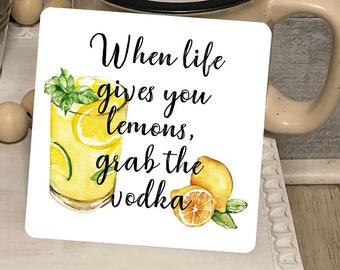 When Life Gives You Lemons Grab the Vodka Square Shaped Tiered Tray Hardboard Ornament Decor