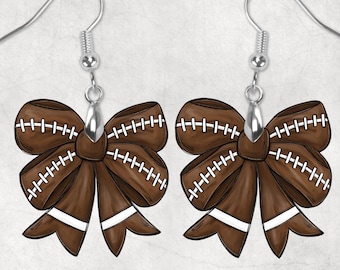 Football Bow Shaped Hardboard Lightweight Earrings