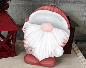 Santa Elf Gnome Elf Shaped Hardboard Tiered Tray Ornament