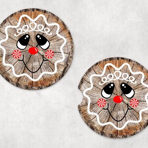 Gingerbread Face Car Coasters Set of 2
