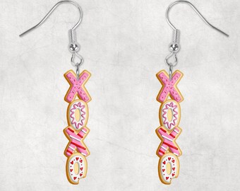 XOXO Vertical or Horizontal Valentines Cookie Cutter Shaped Hardboard Lightweight Earrings