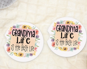 Grandma Life is the Best Life Car Coasters set of two