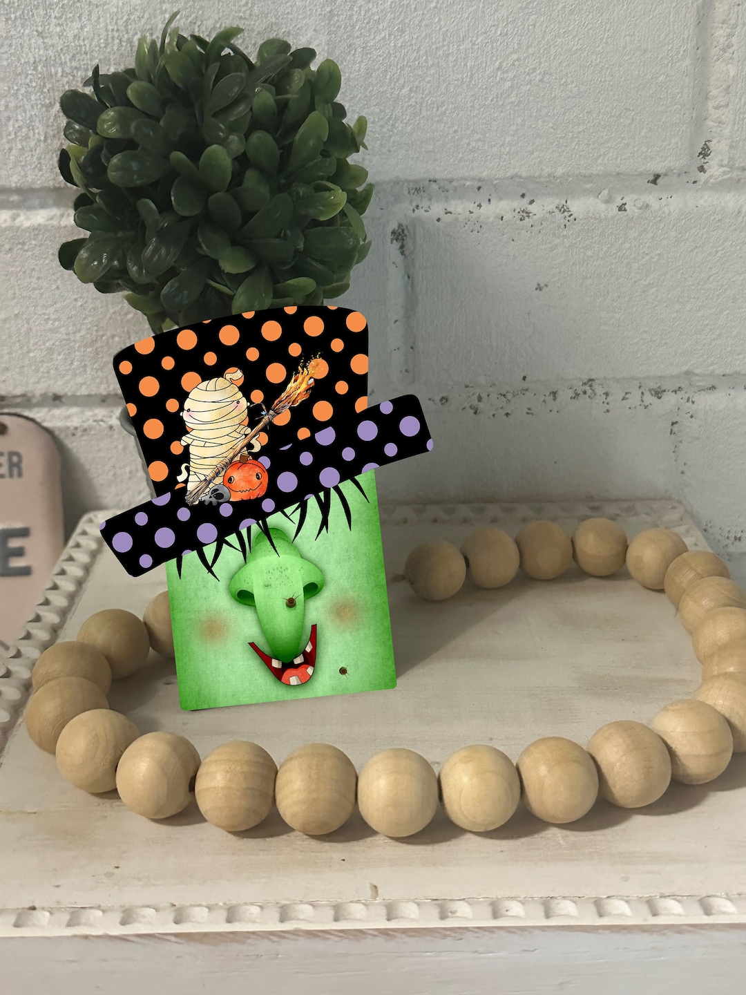 Witch Polka Dot Hat Mummy Jack O Lantern Scarecrow Head