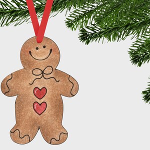Boy or Girl Gingerbread Hearts Fluffy Gingerbread Shaped Hardboard Ornament