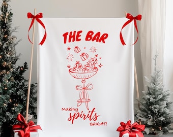 Vintage illustratie van cadeaus in een glas. Kerstcocktailbord in grillige stijl. Kerstbarbord. Feestbord.