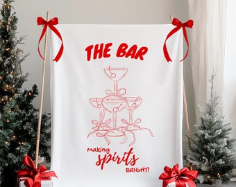 Vintage illustratie van een Piramide van martiniglazen. Kerstcocktailbord in minimalistische stijl. Kerstbarbord. Vakantie teken.