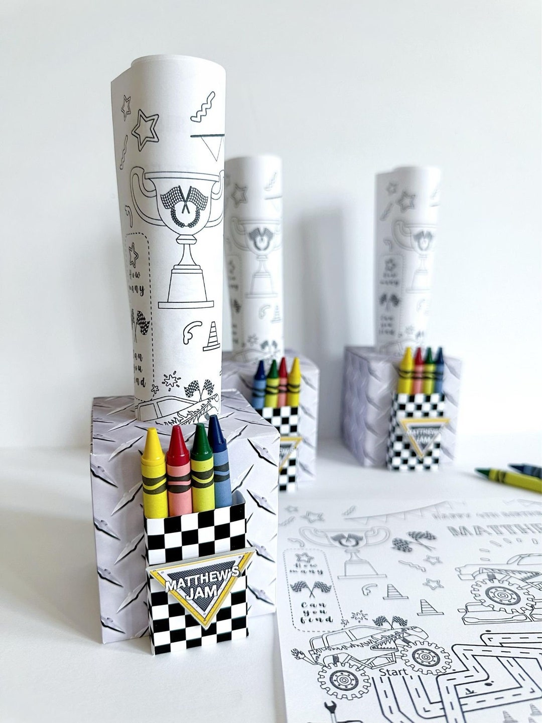 Monster Jam Coloring Box/ Crayons Coloring Page Party Favor Boxes - Etsy