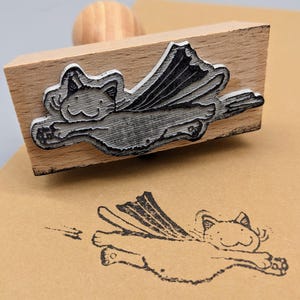 Timbro in legno con motivi di animali supergatto/fiore energetico/coccinella
