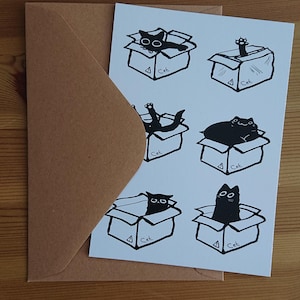 Carte postale "Carton Chat" carte de voeux avec enveloppe