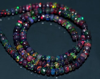 Black Ethiopian Opel 17 Inches Line 2 String 138.8 Caret good Quality Smooth polish Uncut Beads Size 4x6 mm