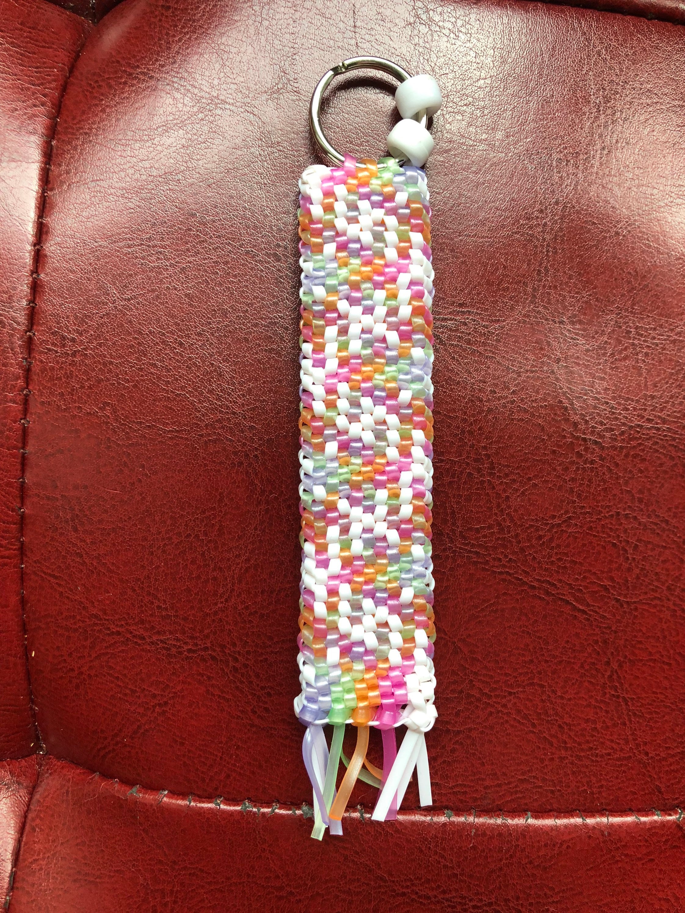 Pearly Patterned Spiral Woven Plastic Lace Keychain Etsy UK