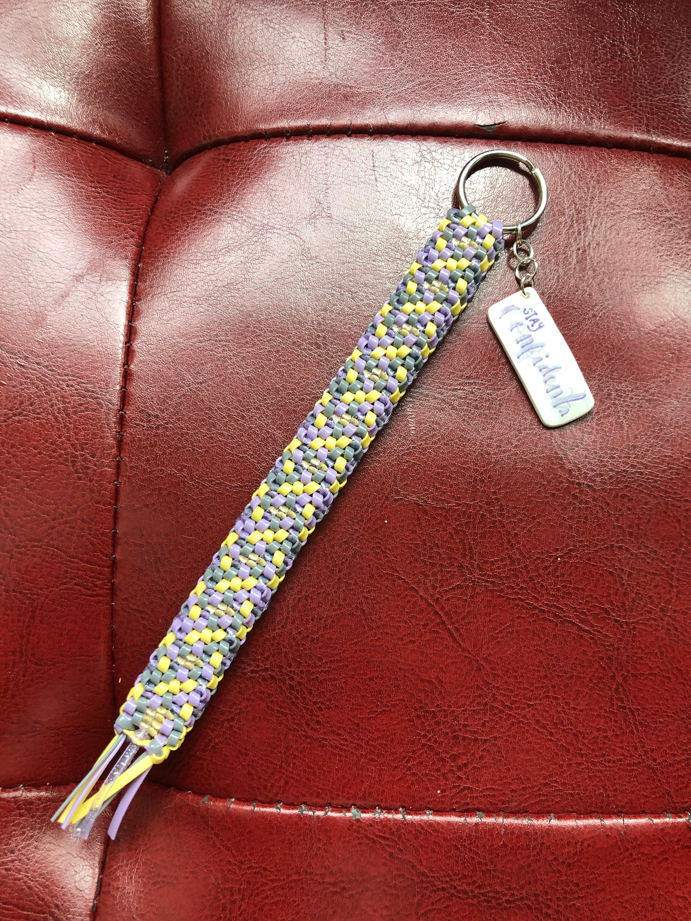 Spiral Stitch Weaved Plastic Lace Keychain with Inspirational Etsy