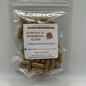 Organic Complex 14 Mushroom Blend, Healing Herbal Teas, Certified Organic, Mushroom Capsules