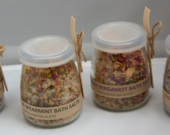 Bath Salts, Organic Dried Herbs and Flowers, Calming Bath Salts, Detox Salt, Bridesmaid Gift, Wedding Gift, Spa Gift