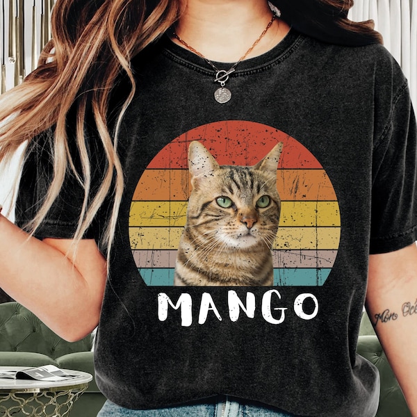 Amante de los gatos PERSONALIZA TU PROPIA foto aquí, camisa vintage de gato personalizada, camisa de gato personalizada, regalo de amante de los gatos, camiseta de papá gato, camiseta de mamá gato, mascota personalizada