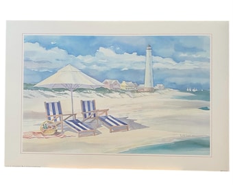 Beach Scene, Lithograph, Print, Leslie Lane , 1991