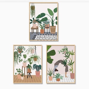 Framed canvas prints, botanical, set of 3 , 12 x 16