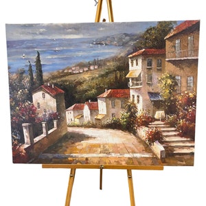 Coastal Villa Canvas Print: Seascape Beach House Art (32x24)