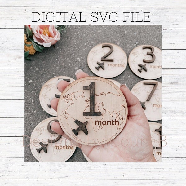 Baby Month Travel Milestone - Digital Laser Ready File - SVG