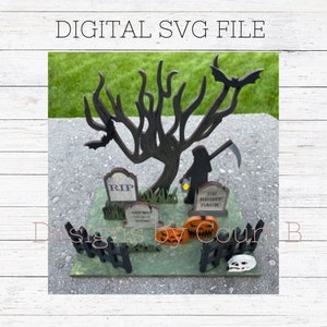 Spooky Graveyard - Digital Laser Ready File - SVG