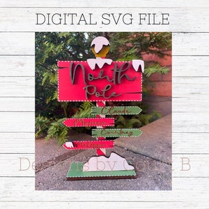 North Pole Sign - Digital Laser Ready File - SVG